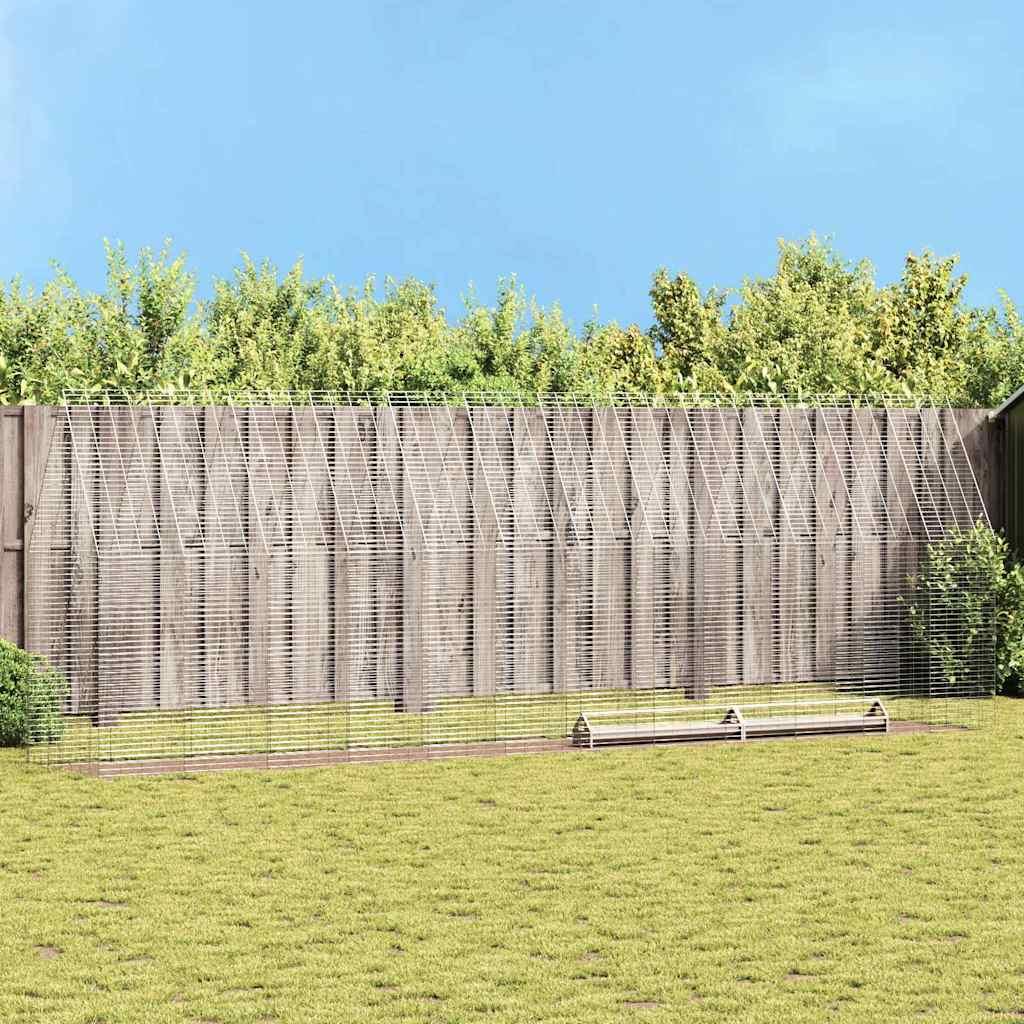 Hønsebur/udendørs dyreindhegning 2 stk - sølv, galvaniseret stål, 600 × 100 × 210 cm billede