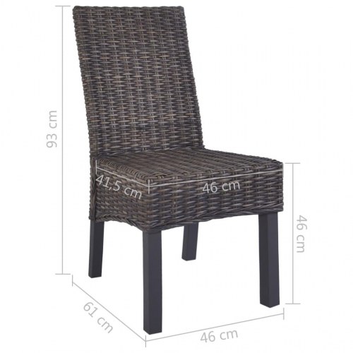 Spisebordsstole 6 stk. kubu-rattan og mangotræ brun