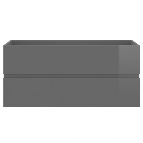 Vaskeskab med indbygget håndvask spånplade grå højglans