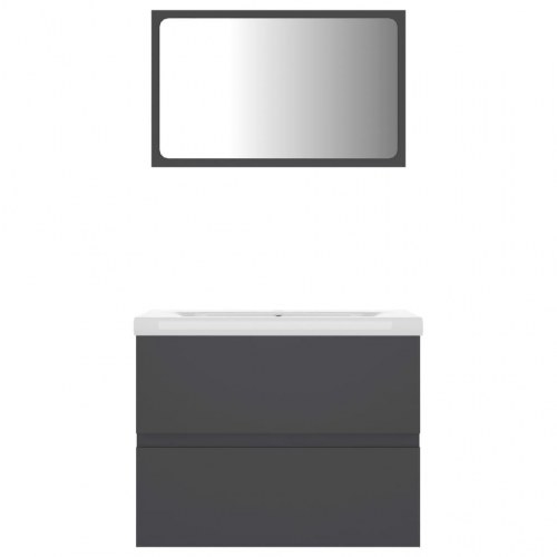 Badeværelsesmøbelsæt konstrueret træ grå
