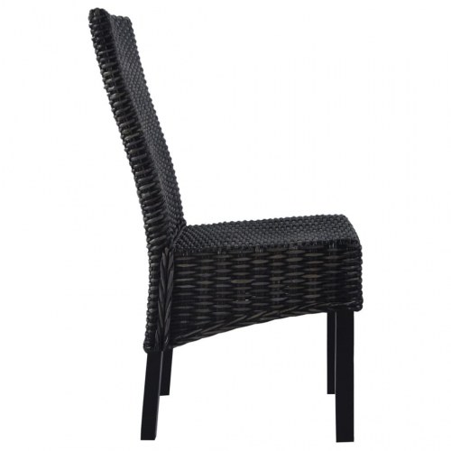 Spisebordsstole 6 stk. kubu-rattan og mangotræ sort