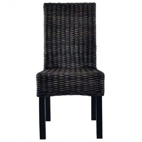 Spisebordsstole 6 stk. kubu-rattan og mangotræ sort