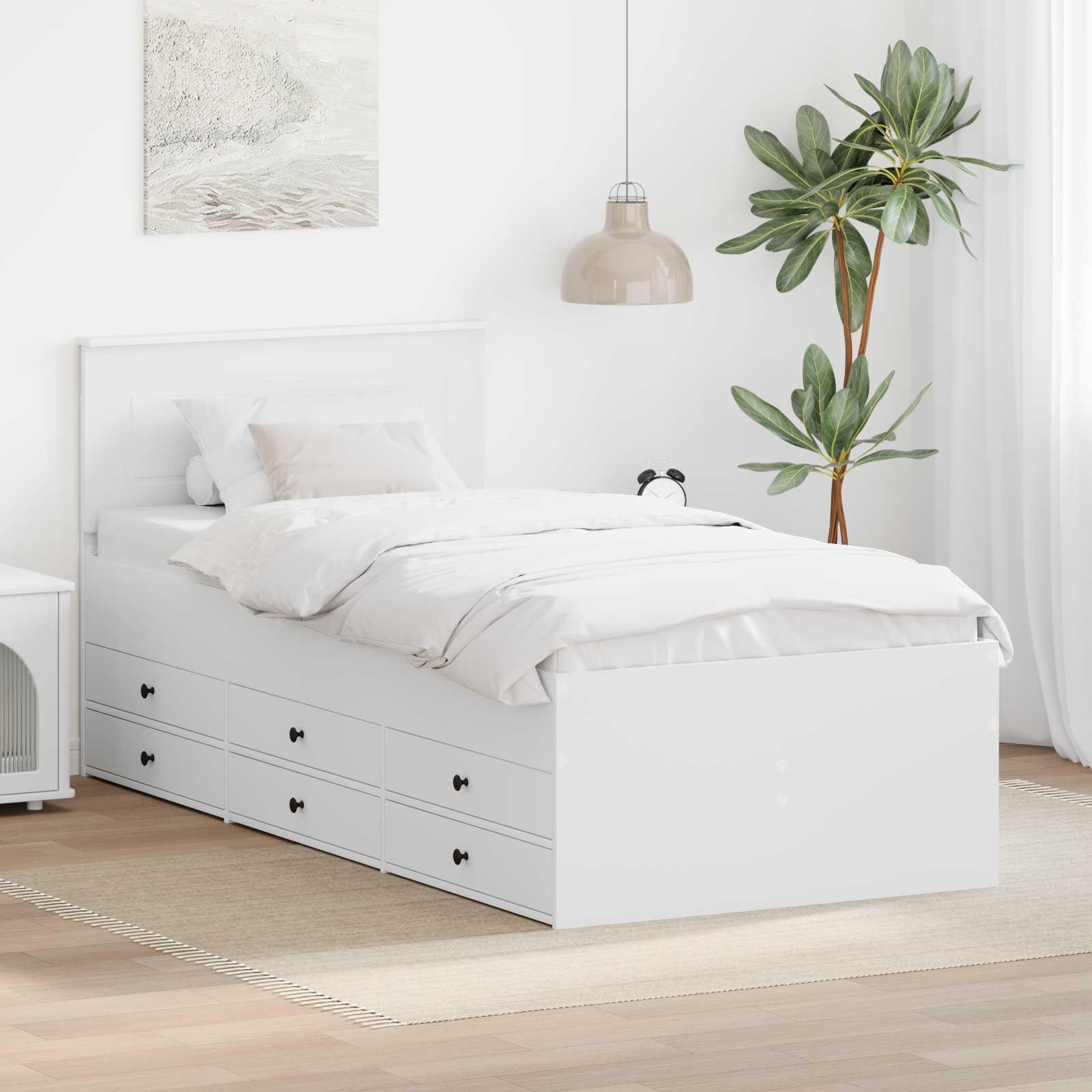 Daybed med skuffe Hvid og sort 90 x 200 cm Konstrueret træ billede