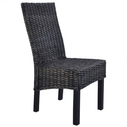Spisebordsstole 6 stk. kubu-rattan og mangotræ sort