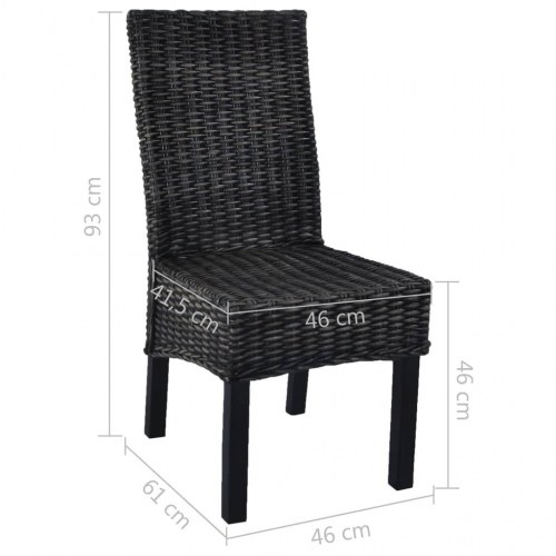 Spisebordsstole 6 stk. kubu-rattan og mangotræ sort