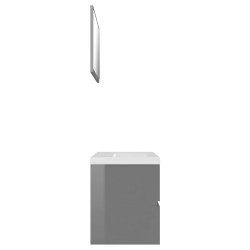 Badeværelsesmøbelsæt spånplade grå højglans