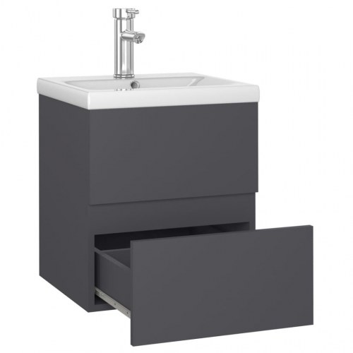 Vaskeskab med indbygget håndvask spånplade grå