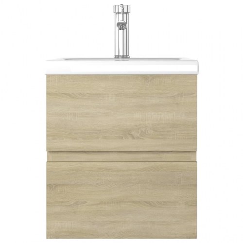 Vaskeskab med indbygget håndvask spånplade sonoma-eg