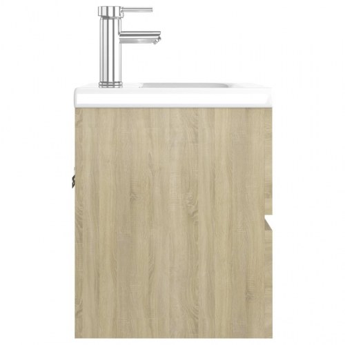 Vaskeskab med indbygget håndvask spånplade sonoma-eg