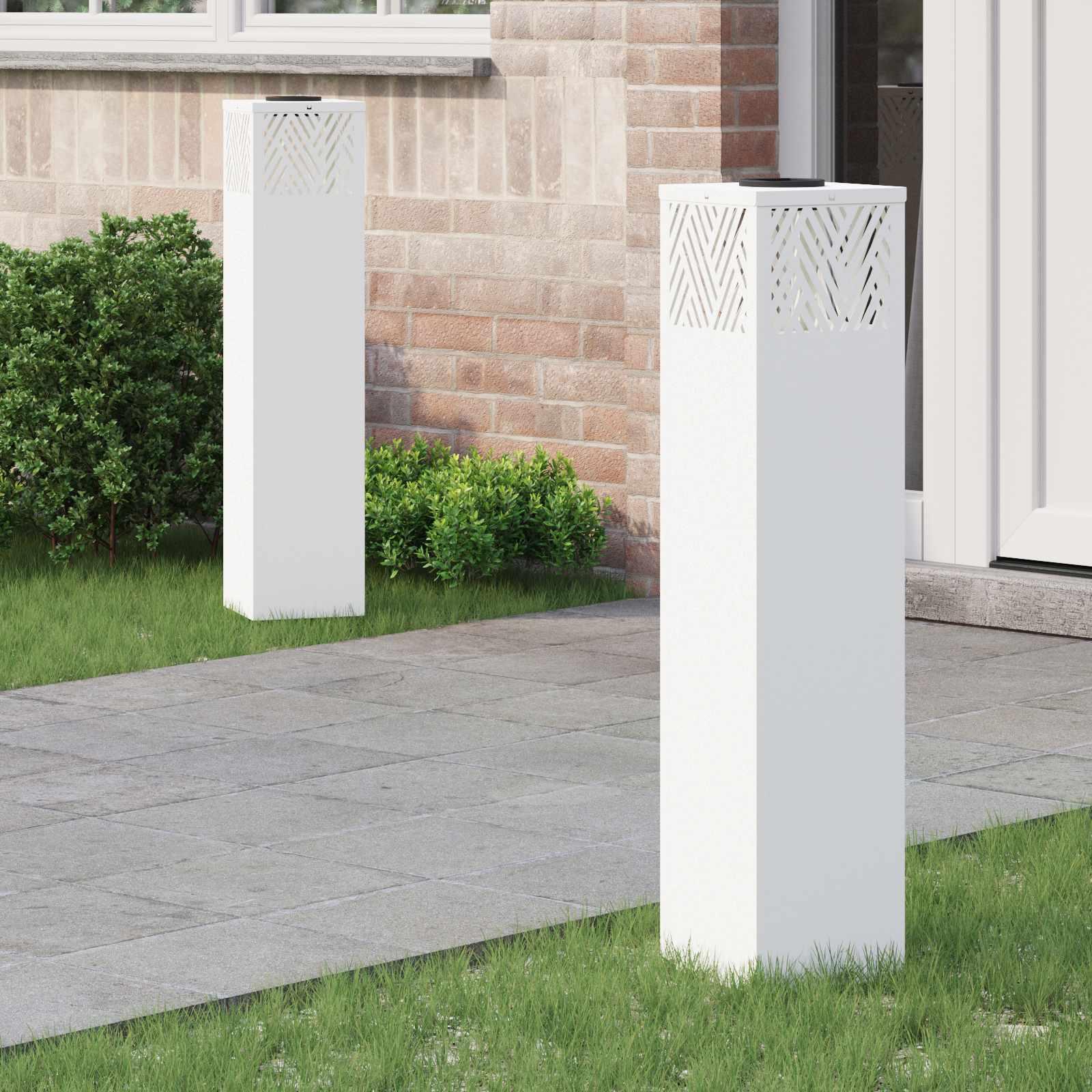 Solar LED sti lys Sildeben 2 stk Hvid Koldvalset Stål billede