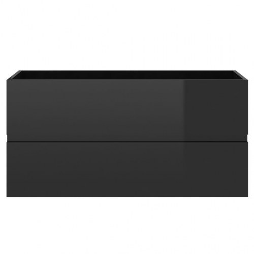 Vaskeskab med indbygget håndvask spånplade sort højglans