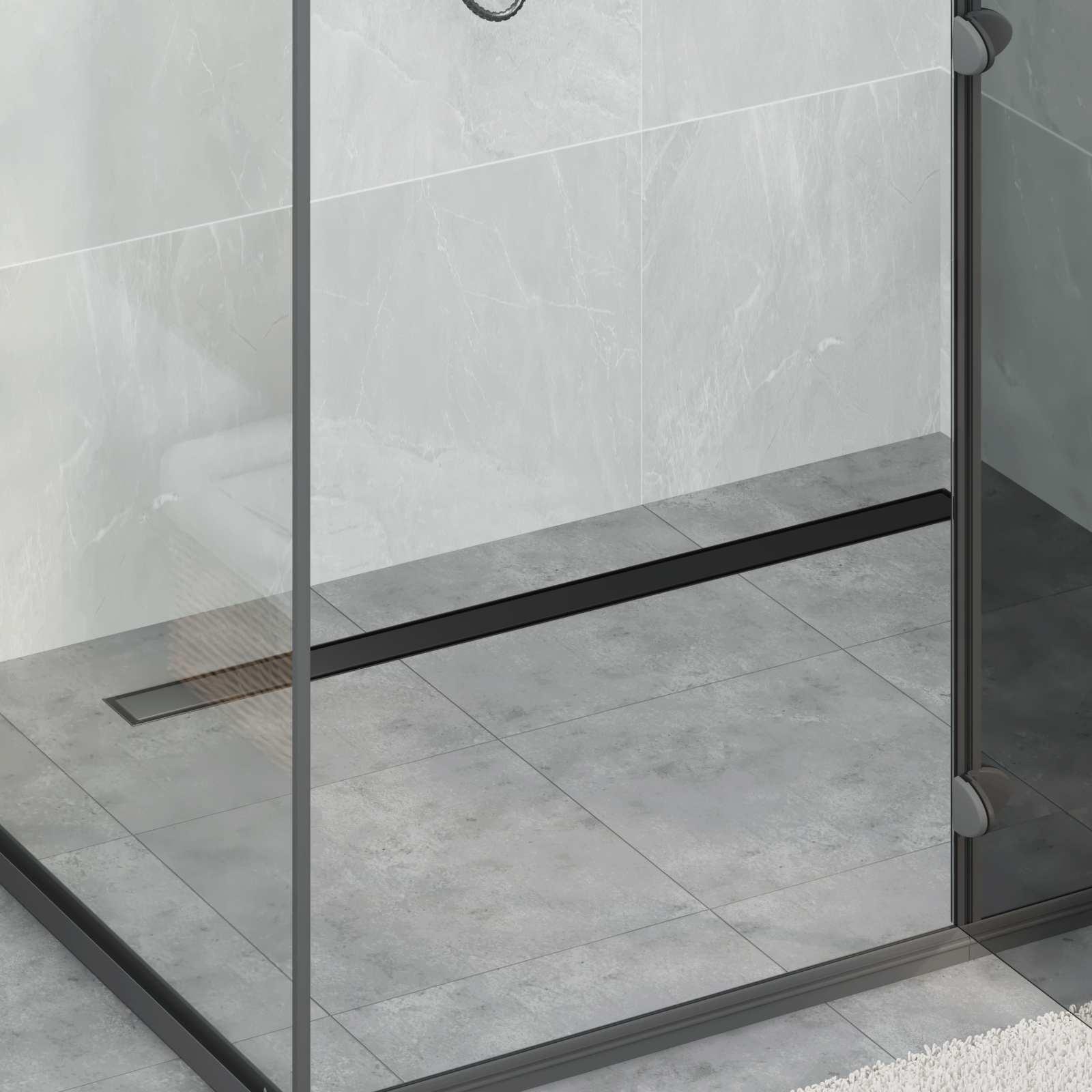 Bruserafløb 2-i-1 med 360° Siphon Sort 100 cm Rustfrit Stål 304 billede