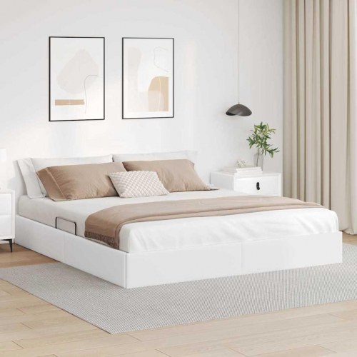 Opbevaringsseng med madras Ren Hvid 180 x 200 cm Kunstlæder