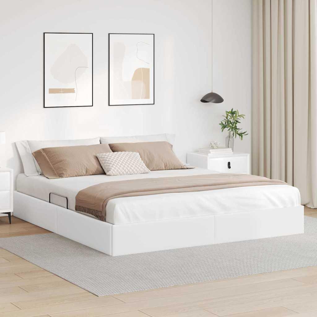 Opbevaringsseng med madras Ren Hvid 180 x 200 cm Kunstlæder