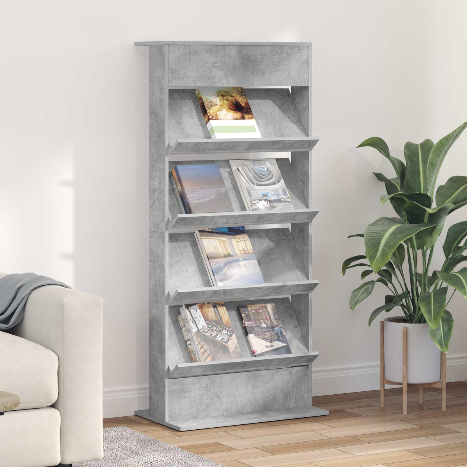 Magasin Rack Beton Grå 70 x 41 x 156 cm Konstrueret træ billede