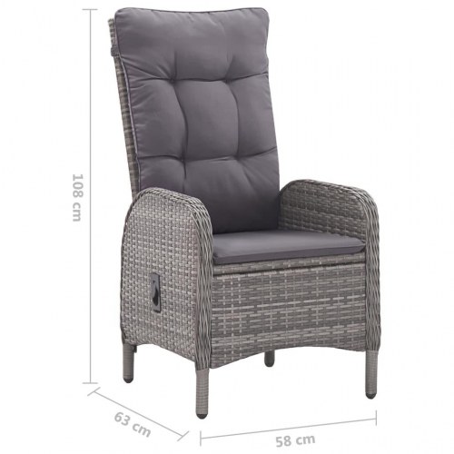 Spisebordssæt til haven 5 dele grå