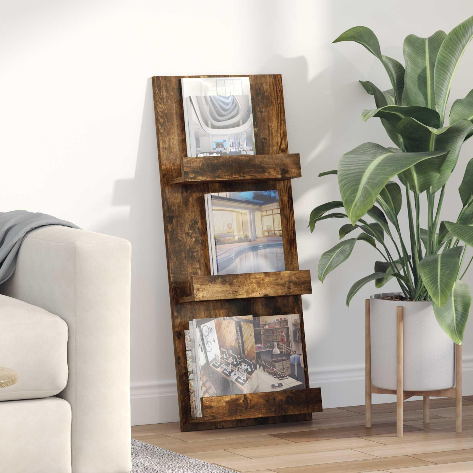 Magasin Rack Røget eg 51 x 11 x 102 cm Konstrueret træ billede