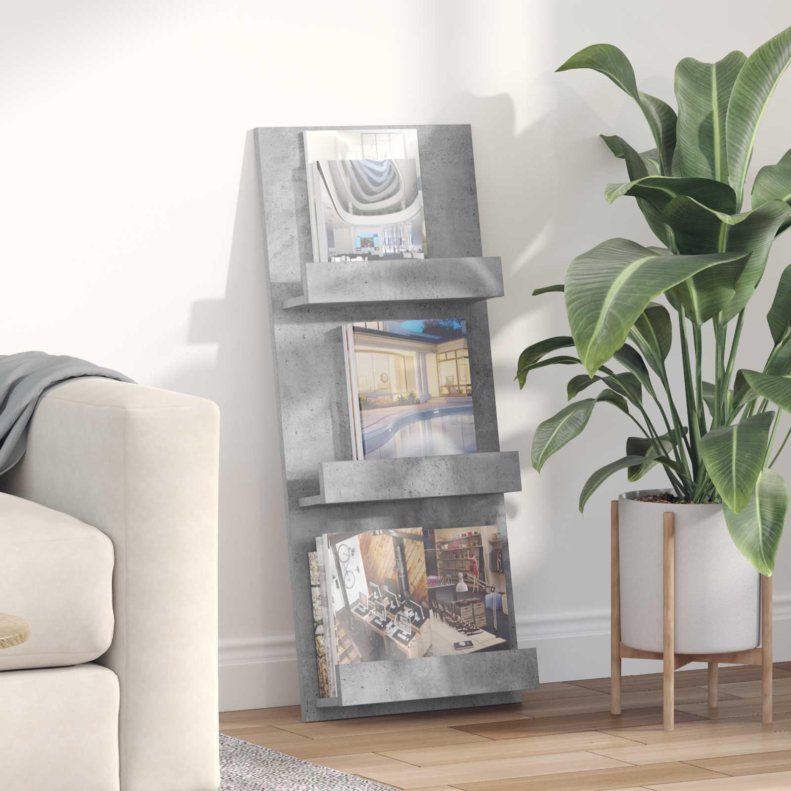 Magasin Rack Beton Grå 51 x 11 x 102 cm Konstrueret træ billede