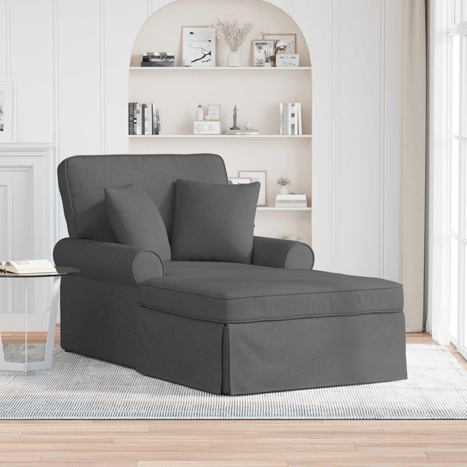 Chaise lounge med volant Mørkegrå 91 x 157 x 91 cm Stof billede