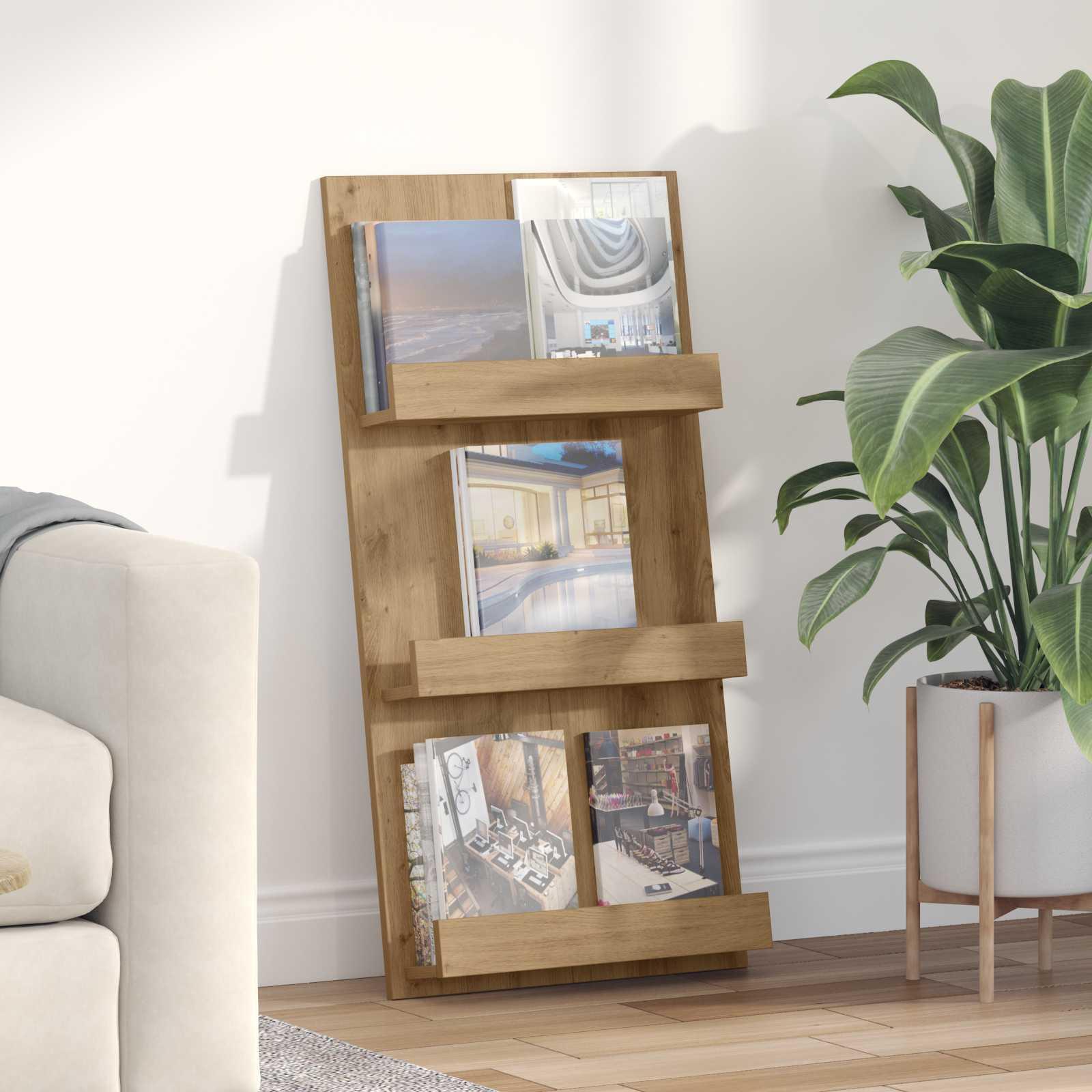 Magasin Rack Artisan Egetræ 51 x 11 x 102 cm Konstrueret træ billede