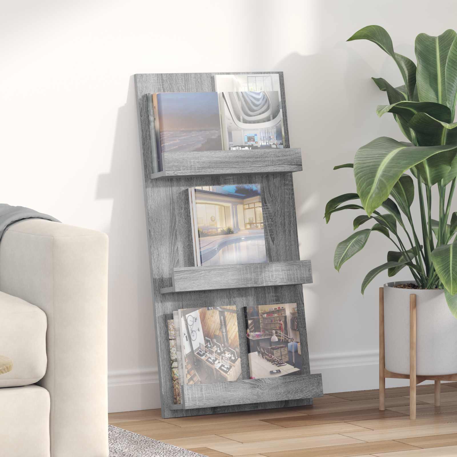 Magasin Rack Grå Sonoma 51 x 11 x 102 cm Konstrueret træ billede