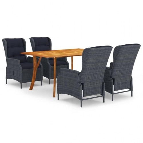 Spisebordssæt til haven 5 dele mørkegrå