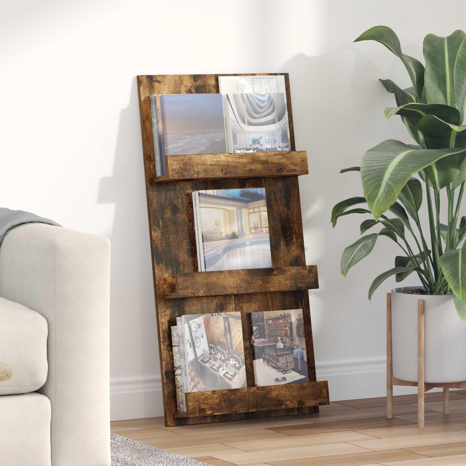Magasin Rack Røget eg 51 x 11 x 102 cm Konstrueret træ billede