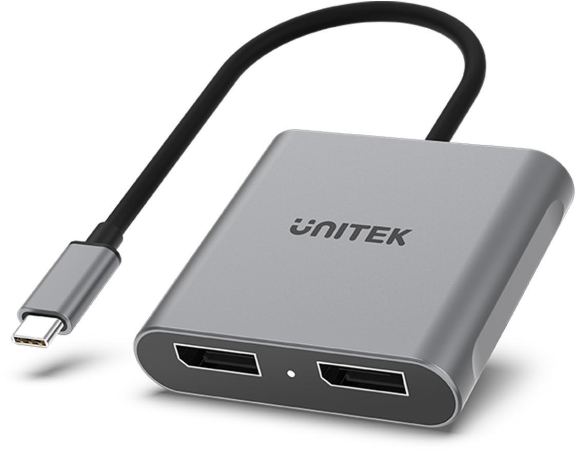 Unitek V1404A USB-C til 2x DisplayPort 1.4 adapter – 8K 60 Hz billede