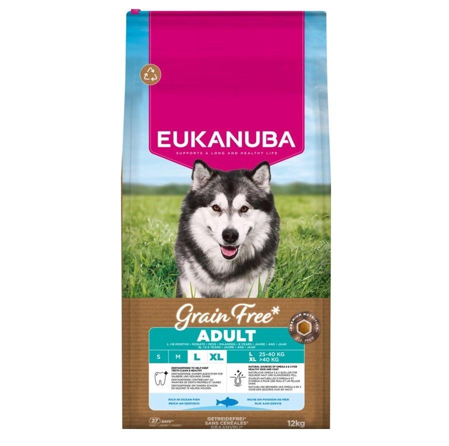 Eukanuba Grain Free Adult Large – tørfoder med havfisk, 12 kg billede