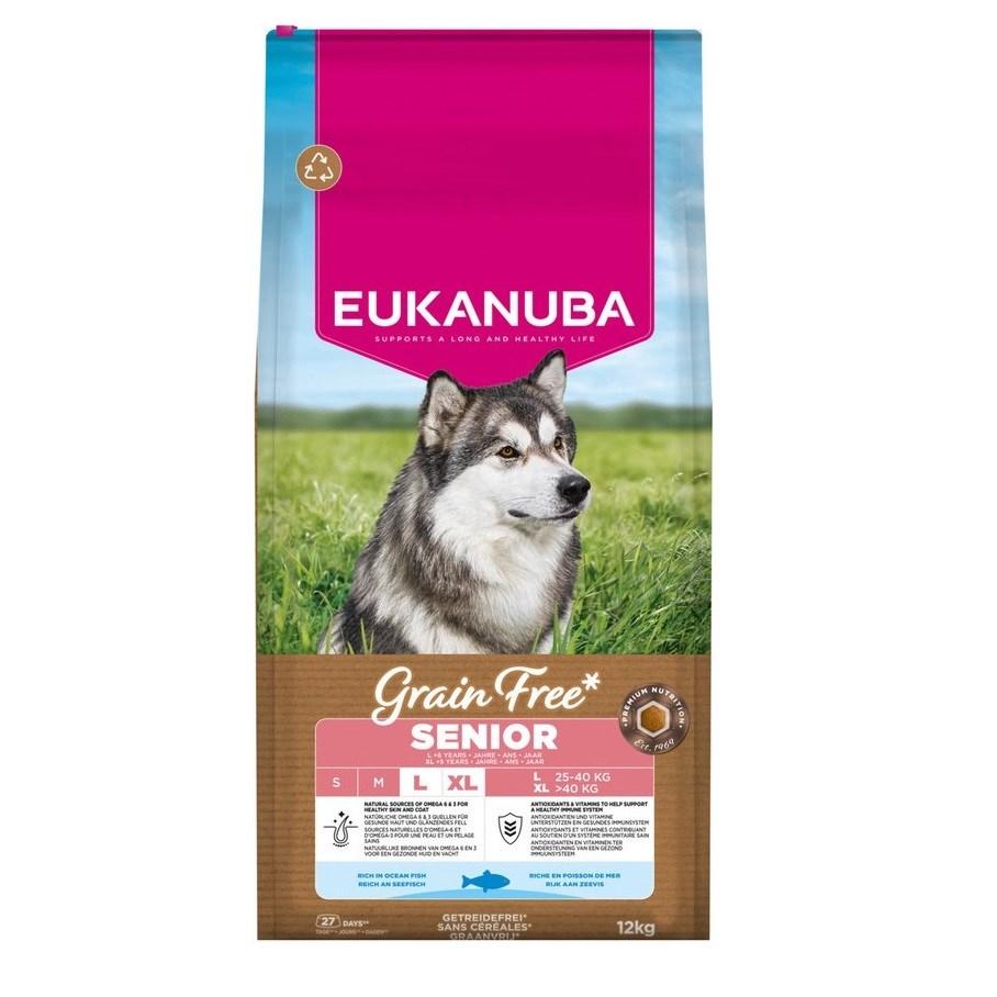 Eukanuba Grain Free Senior Large - tørfoder med havfisk, 12 kg billede