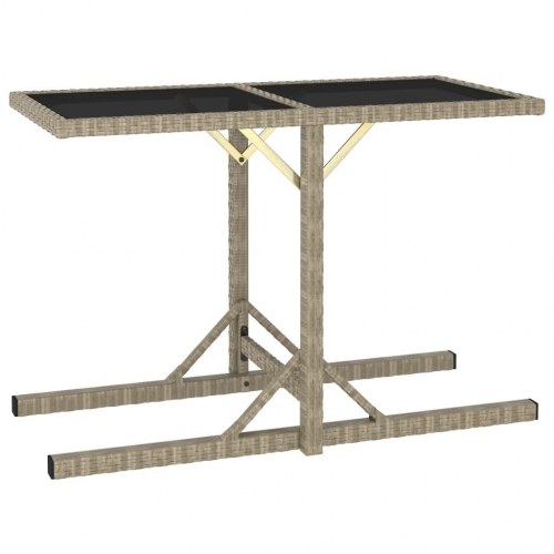 Spisebordssæt til haven 3 dele - beige polyrattan med glasbord
