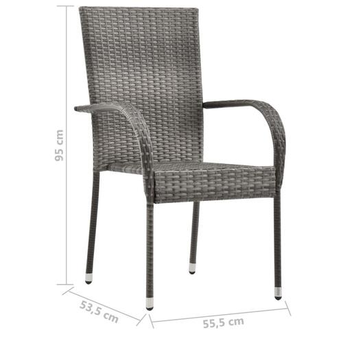 Spisebordssæt til haven 7 dele polyrattan grå