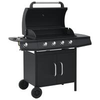 Gasgrill 4+1 grillzoner stål sort