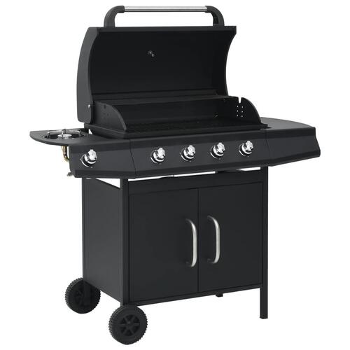 Gasgrill 4+1 grillzoner stål sort