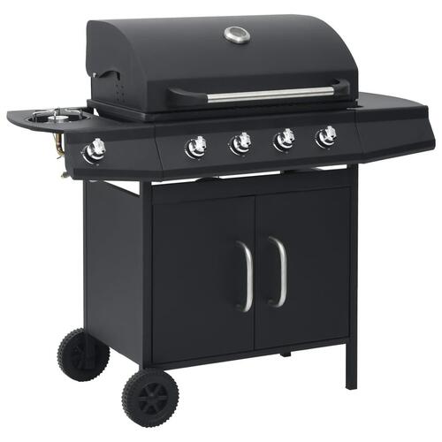 Gasgrill 4+1 grillzoner stål sort
