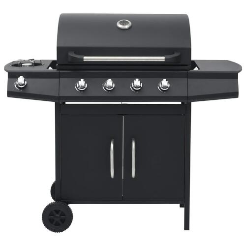 Gasgrill 4+1 grillzoner stål sort