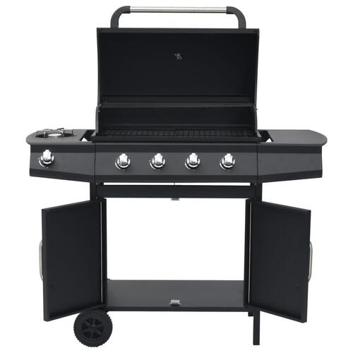 Gasgrill 4+1 grillzoner stål sort