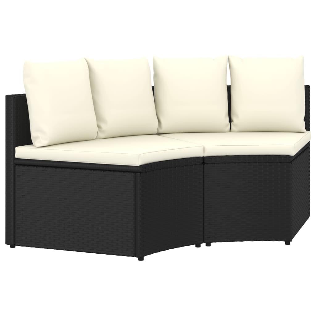 Sofasæt til haven 2 dele med hynder polyrattan sort billede