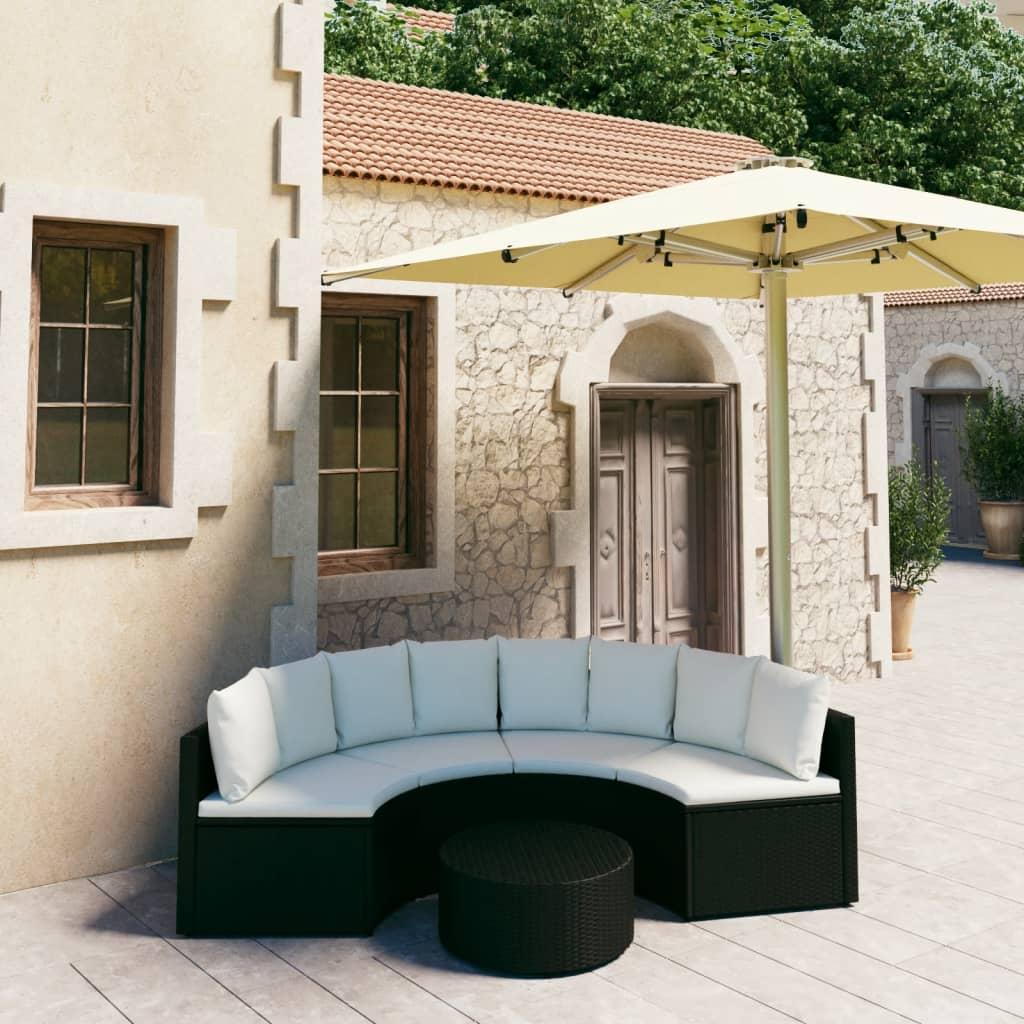 Sofasæt til haven 5 dele med hynder polyrattan sort billede