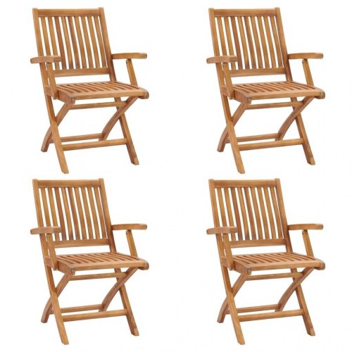 Foldbare havestole 4 stk. massivt teaktræ
