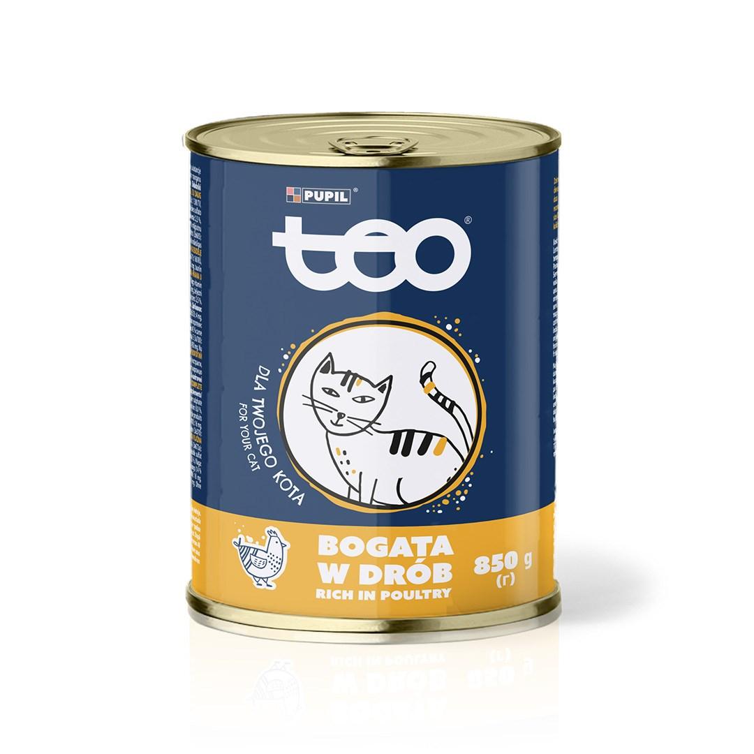 Teo vÃ¥dfoder til kat â rig pÃ¥ fjerkrÃ¦, 850 g billede