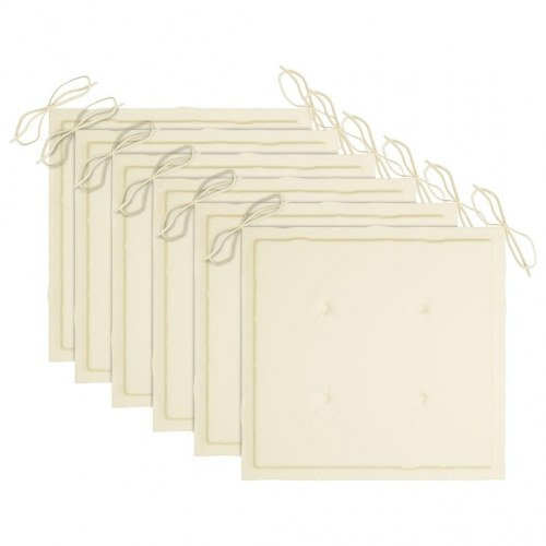 Foldbare havestole 6 stk. med hynder massivt teaktræ