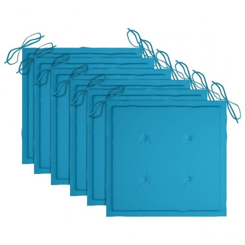 Foldbare havestole 6 stk. med hynder massivt teaktræ