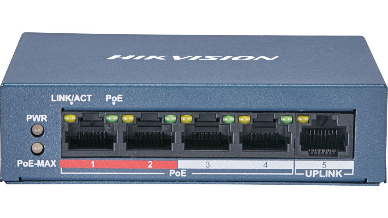 Hikvision DS-3E0105P-E/M(B) PoE switch â 5 porte billede