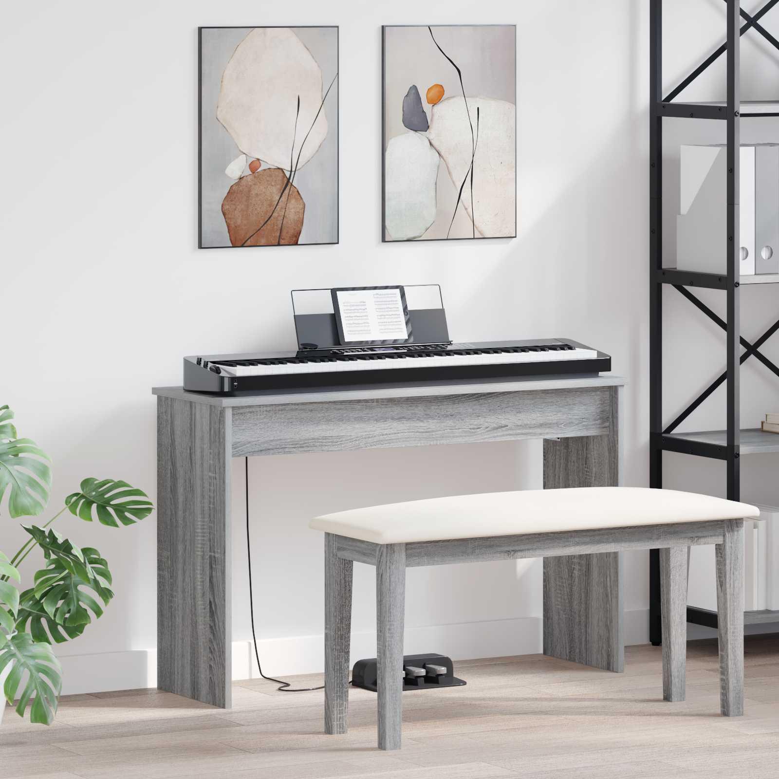 Keyboard Stand Grå Sonoma 100 x 32 x 64 cm Konstrueret træ billede