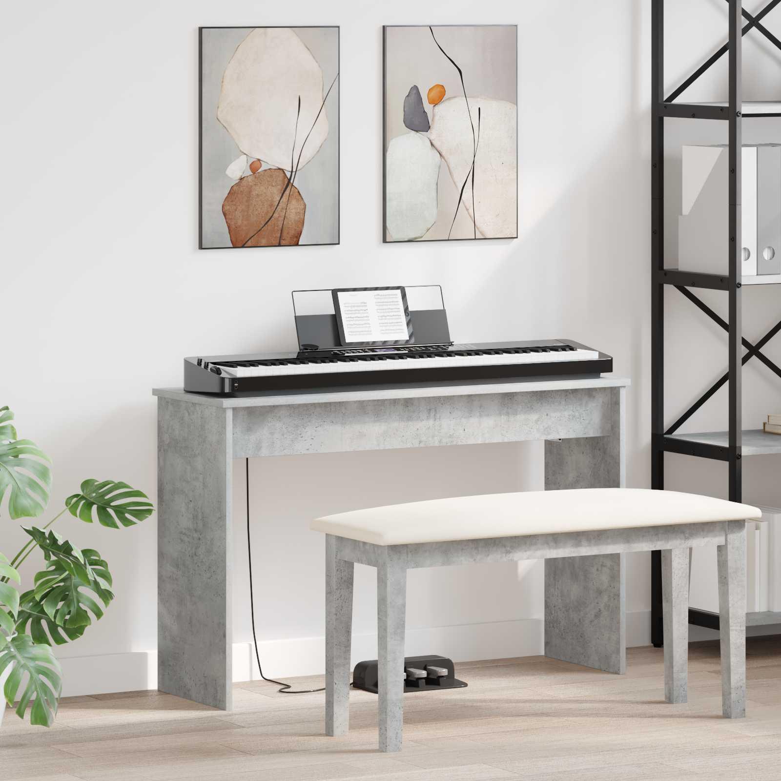 Keyboard Stand Beton Grå 100 x 32 x 64 cm Konstrueret træ billede