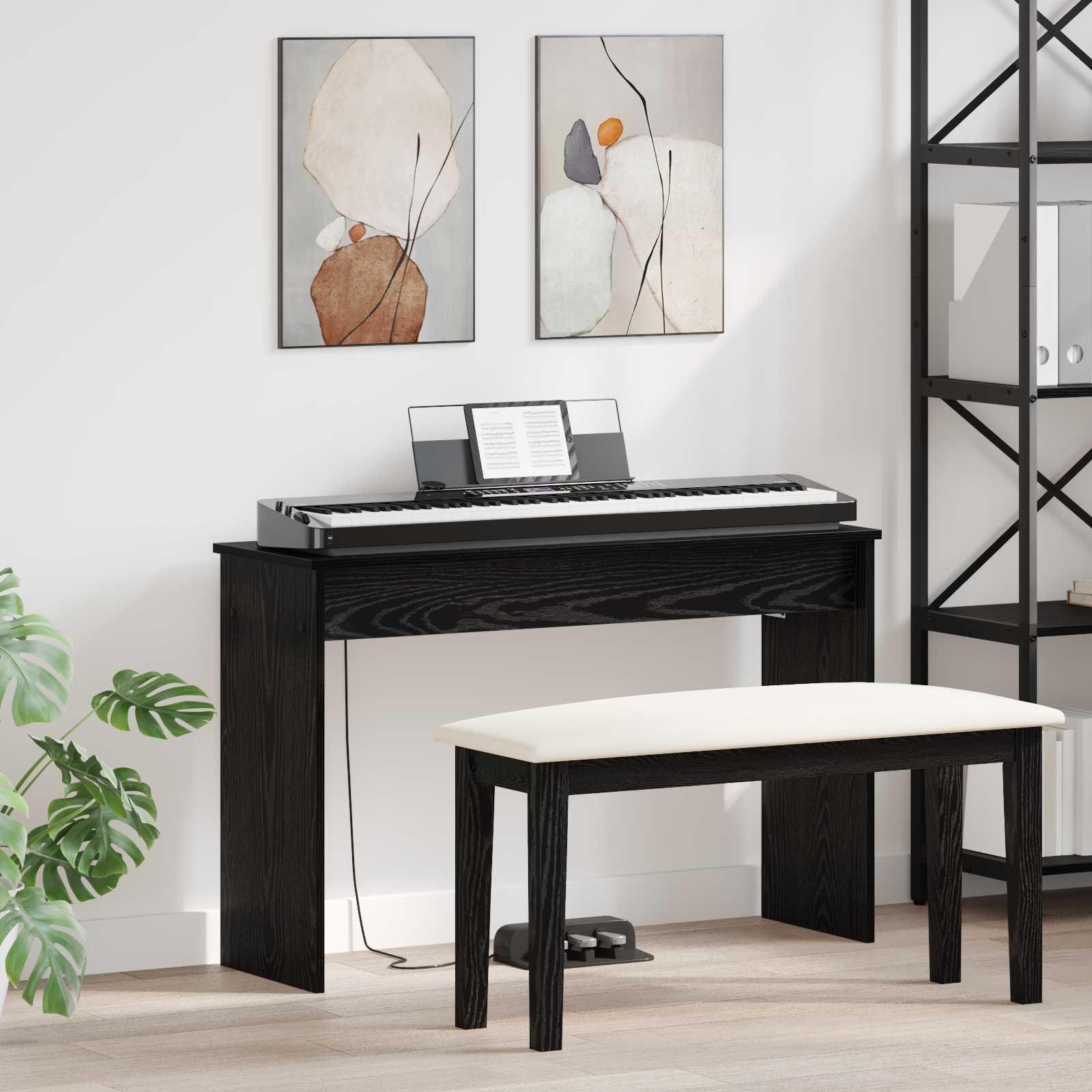 vidaXL Keyboard Stand Sort eg 100 x 32 x 64 cm Konstrueret træ