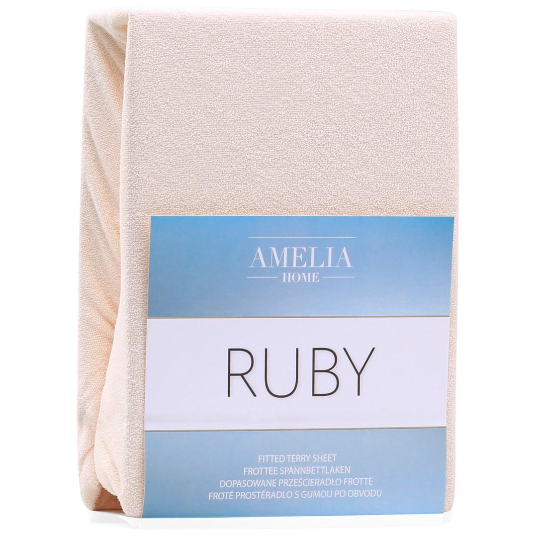 Amelia Home RUBY faconlagen i frotté - beige, 200-220 × 200 cm billede