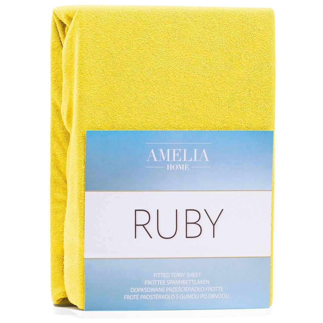 Amelia Home RUBY faconlagen i frotté - gul, 140-160×200 cm billede