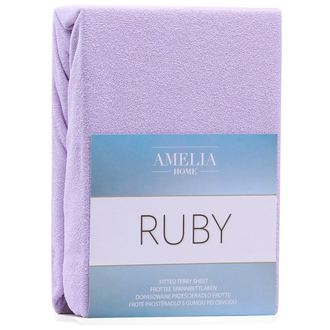 Amelia Home RUBY faconlagen i frotté - lilla, 100-120 × 200 cm billede